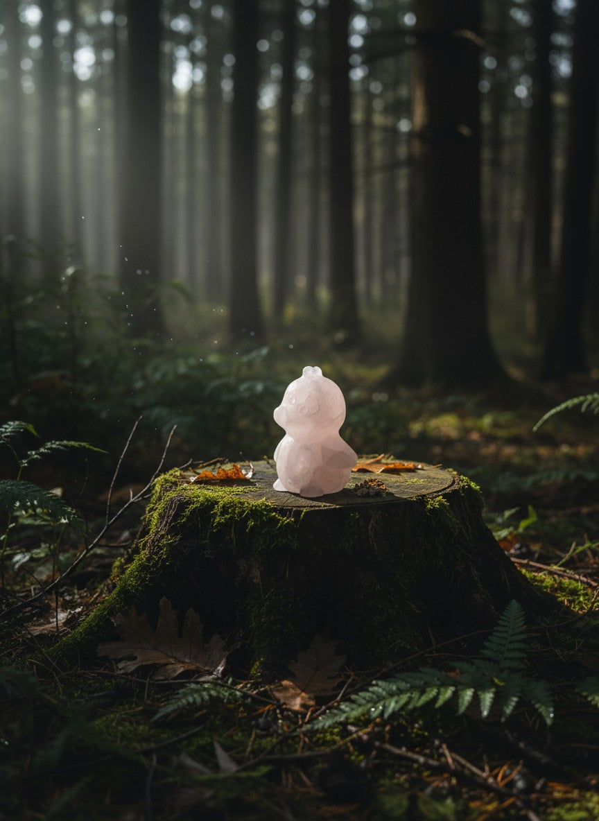 Rose Quartz Cute Chicken Carving