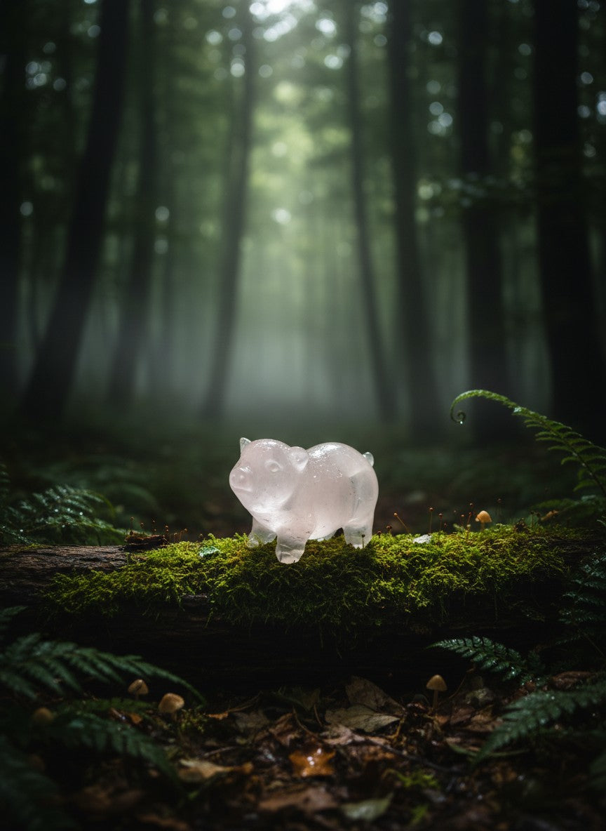 Rose Quartz Pig Carving