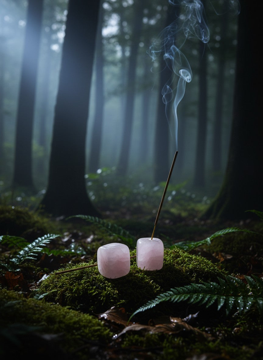 Rose Quartz Cubed Incense Stick Holders