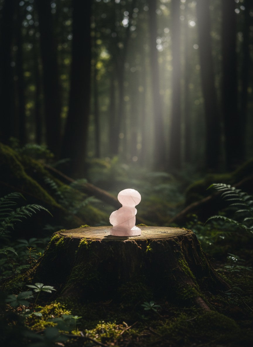 Rose Quartz Horror Smiling Carving