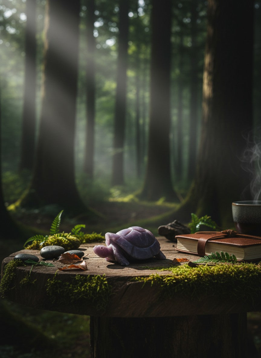 Lepidolite Turtle Carving