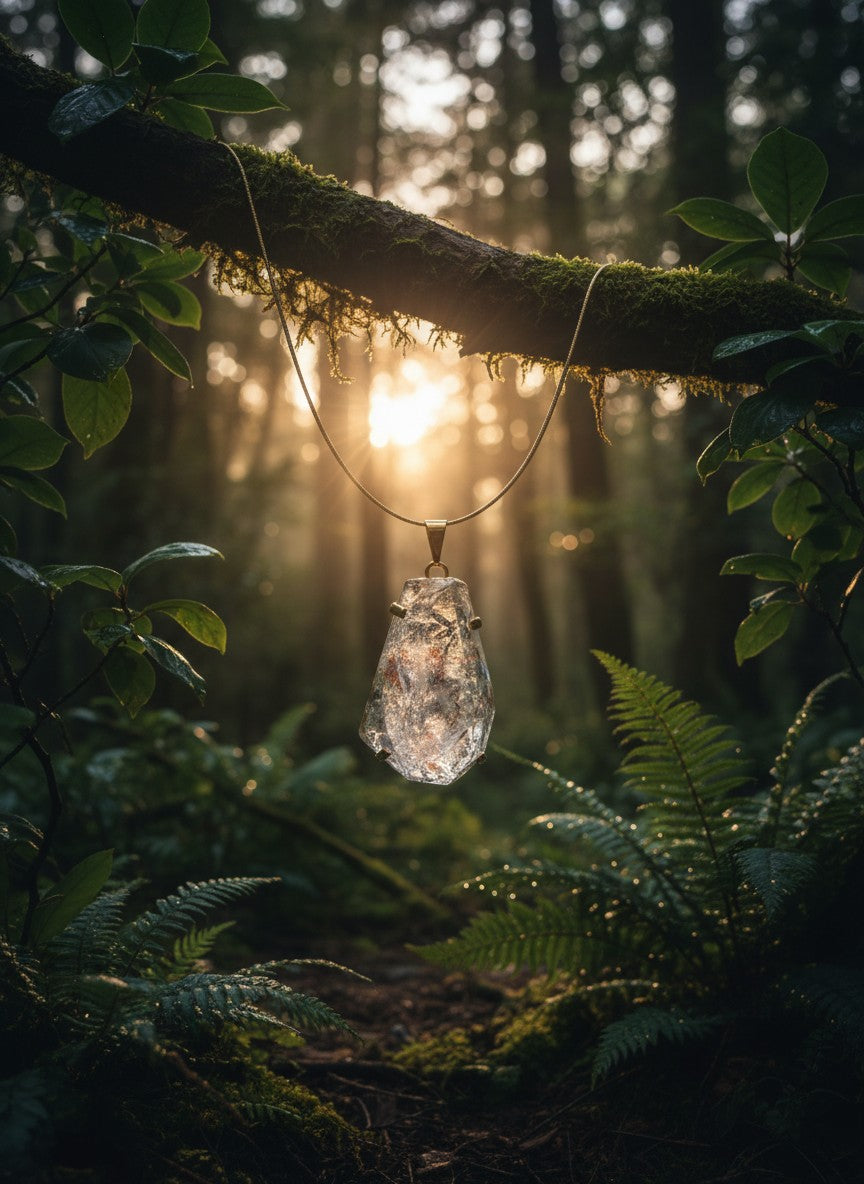 Scenic Quartz Pendant – Rhodium Plated