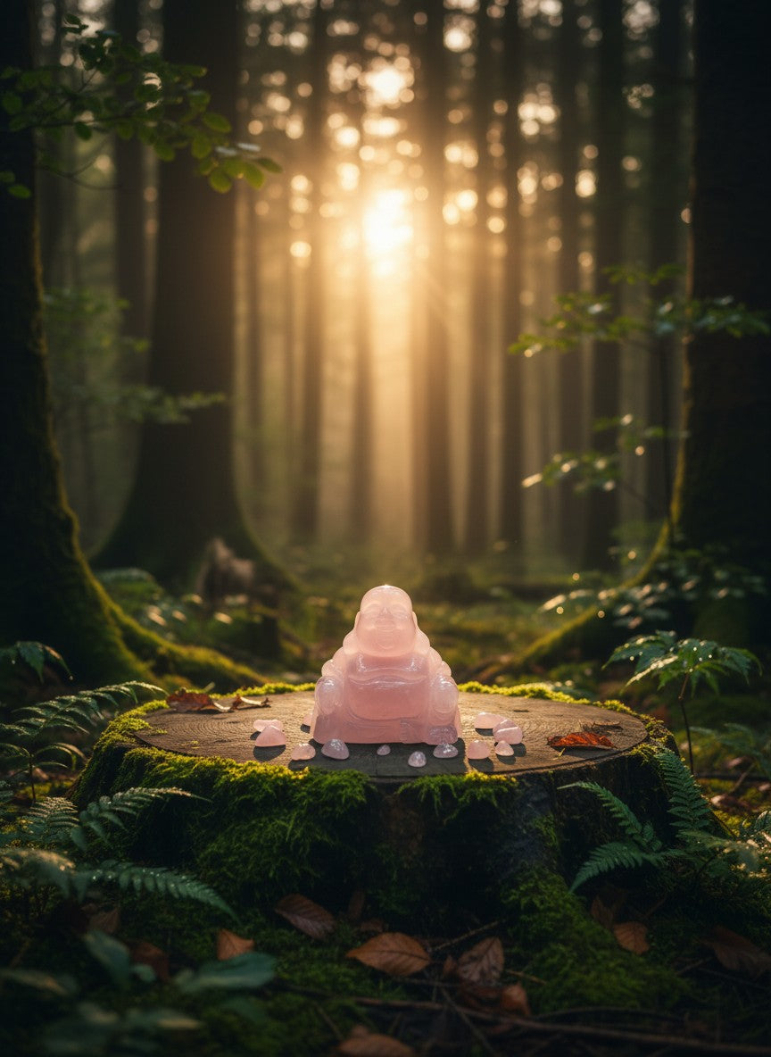 Rose Quartz Buddha Carving