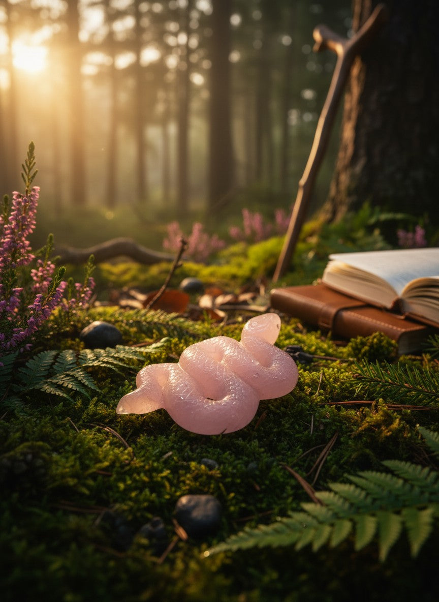 Rose Quartz Snake Carving