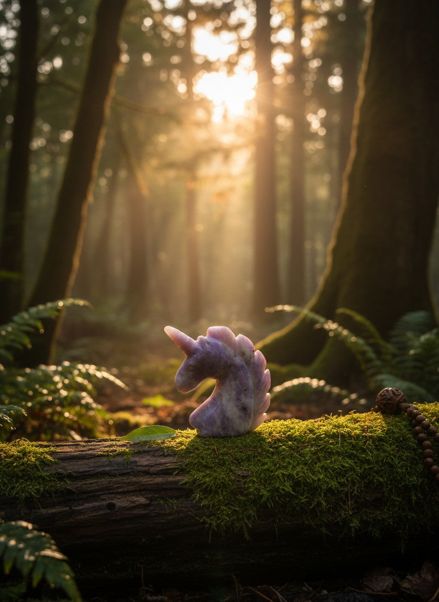 Lepidolite Unicorn Carving