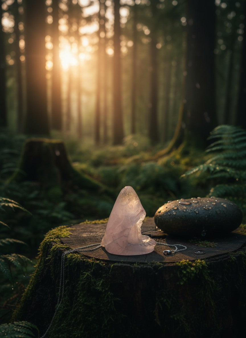 Rose Quartz Shark Carving