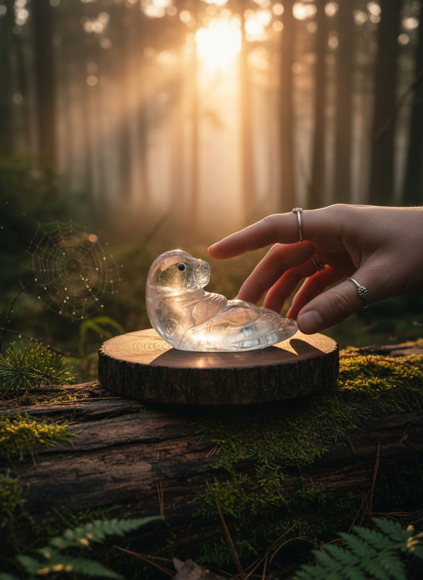 Quartz Otter Carving
