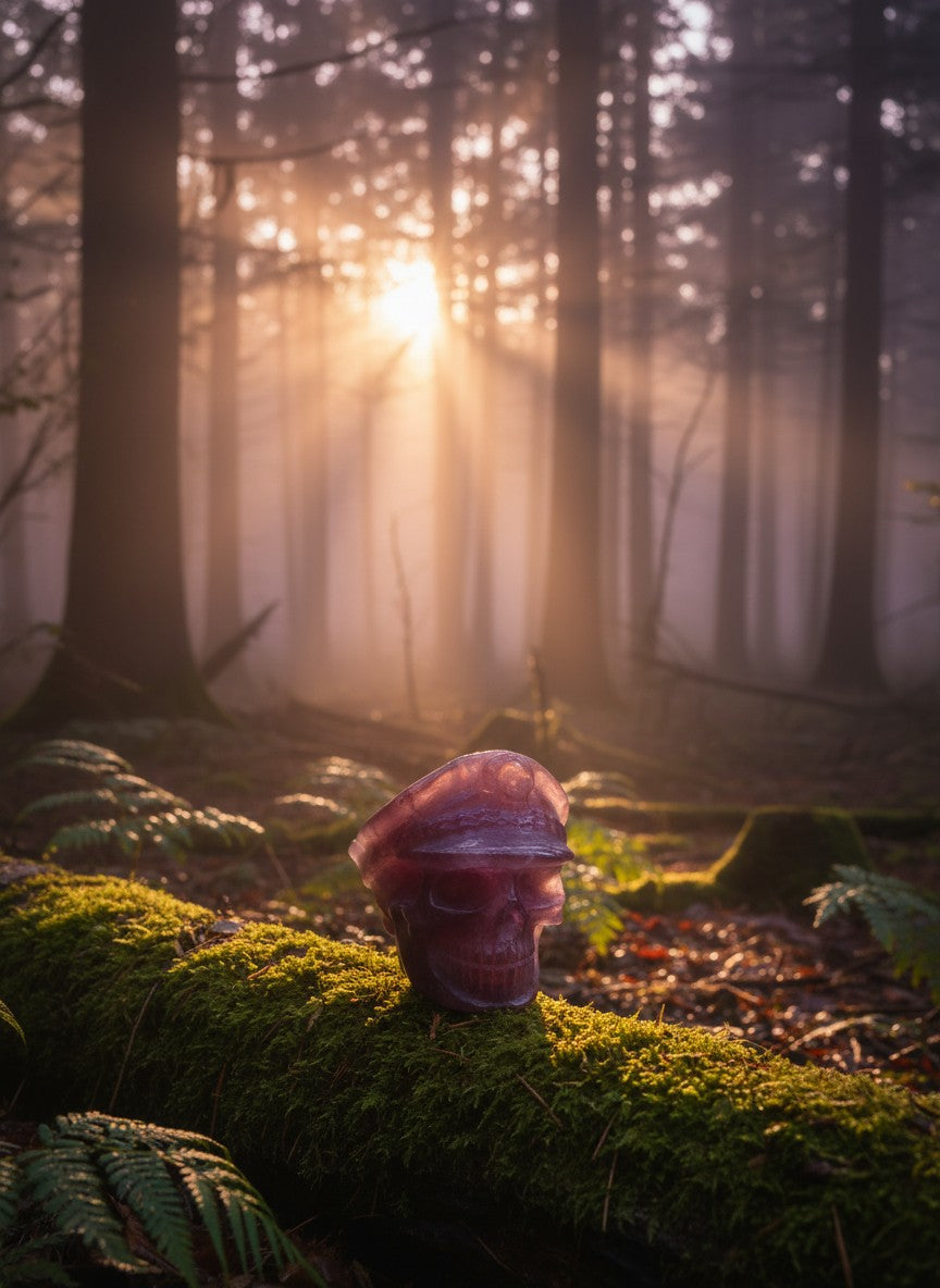 Strawberry Quartz Skull Carving