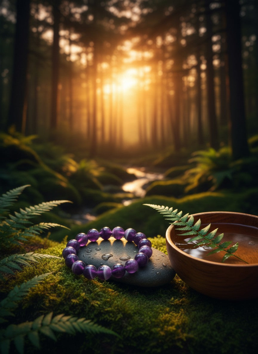 Banded Amethyst Bead Bracelet – High Quality