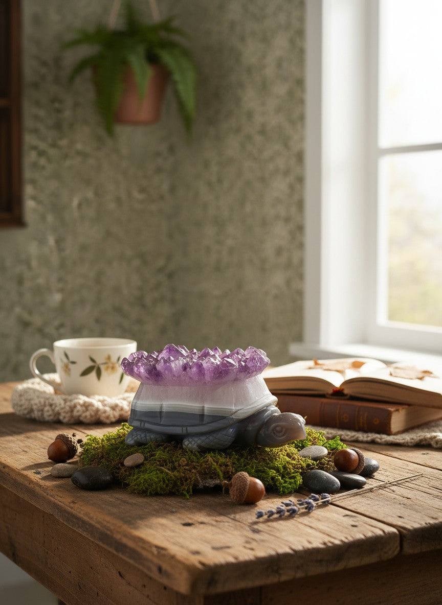 Agate / Amethyst Cluster Turtle