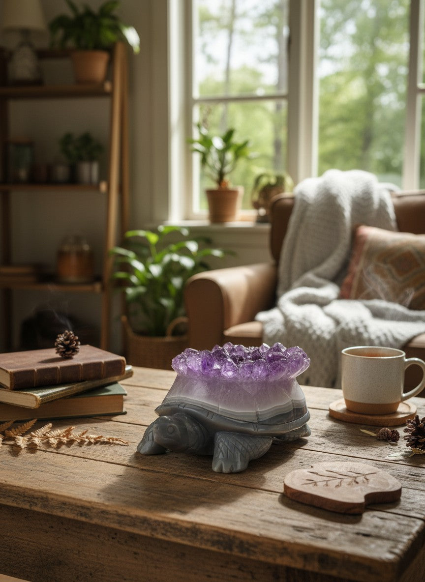 Agate / Amethyst Cluster Turtle