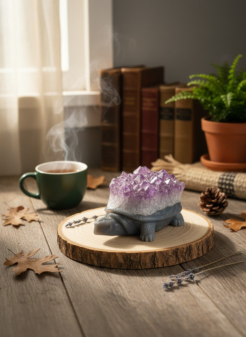 Agate / Amethyst Cluster Turtle