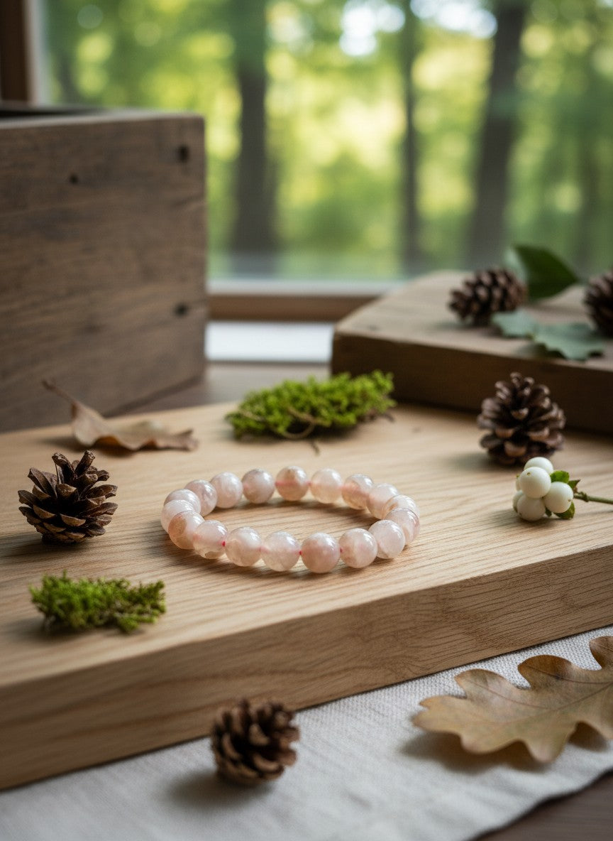 Cherry Blossom Agate Bead Bracelet – 10mm