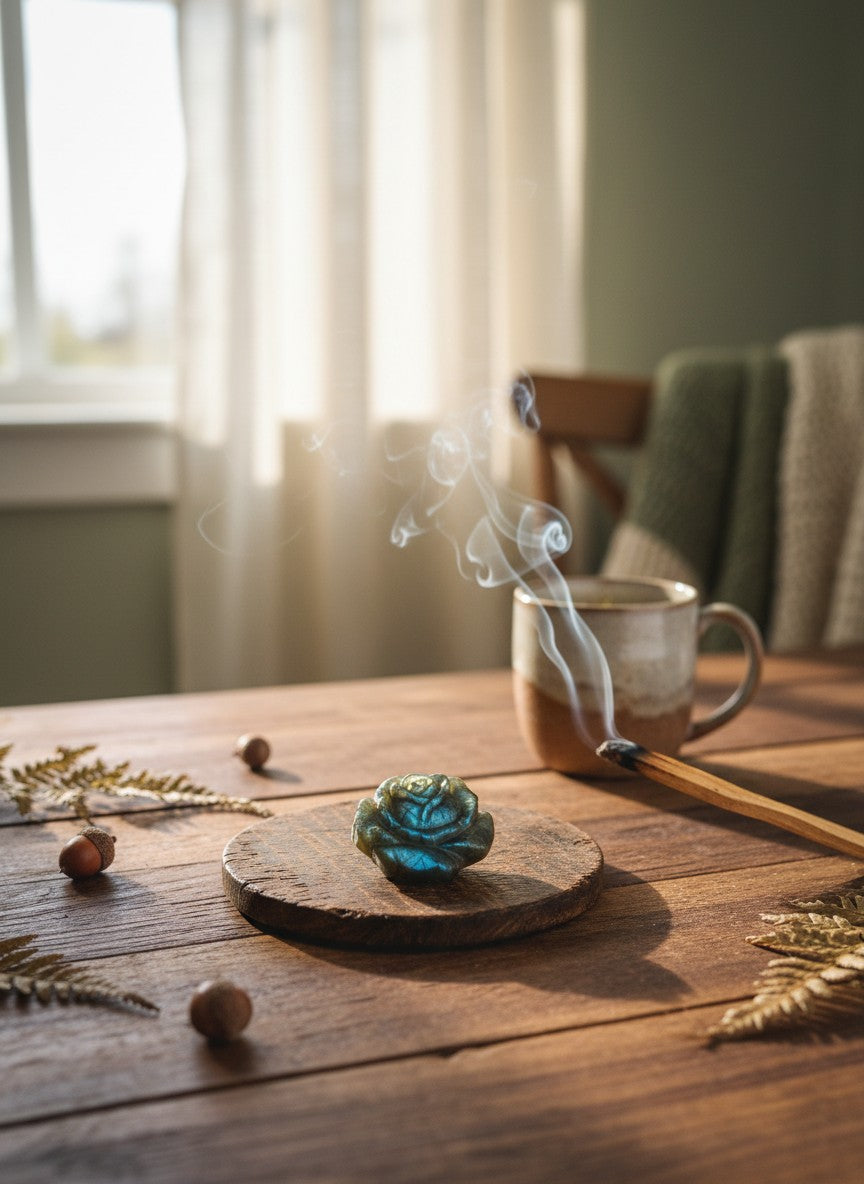 Labradorite Rose Carving