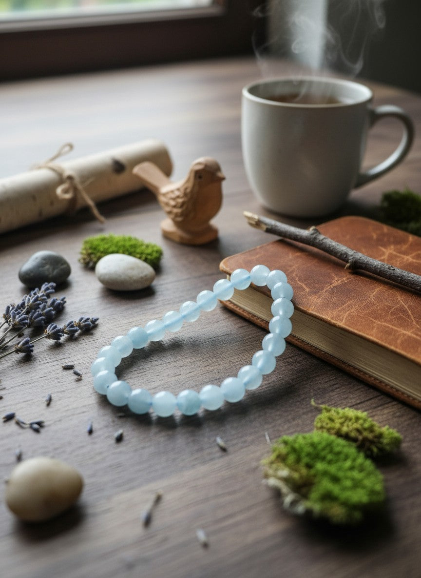 Aquamarine Bead Bracelet – 8mm