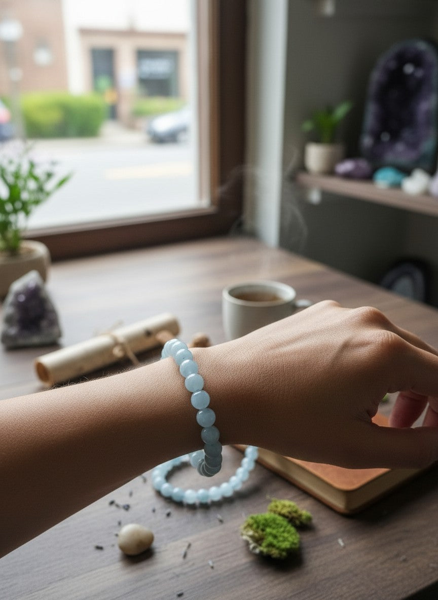 Aquamarine Bead Bracelet – 8mm