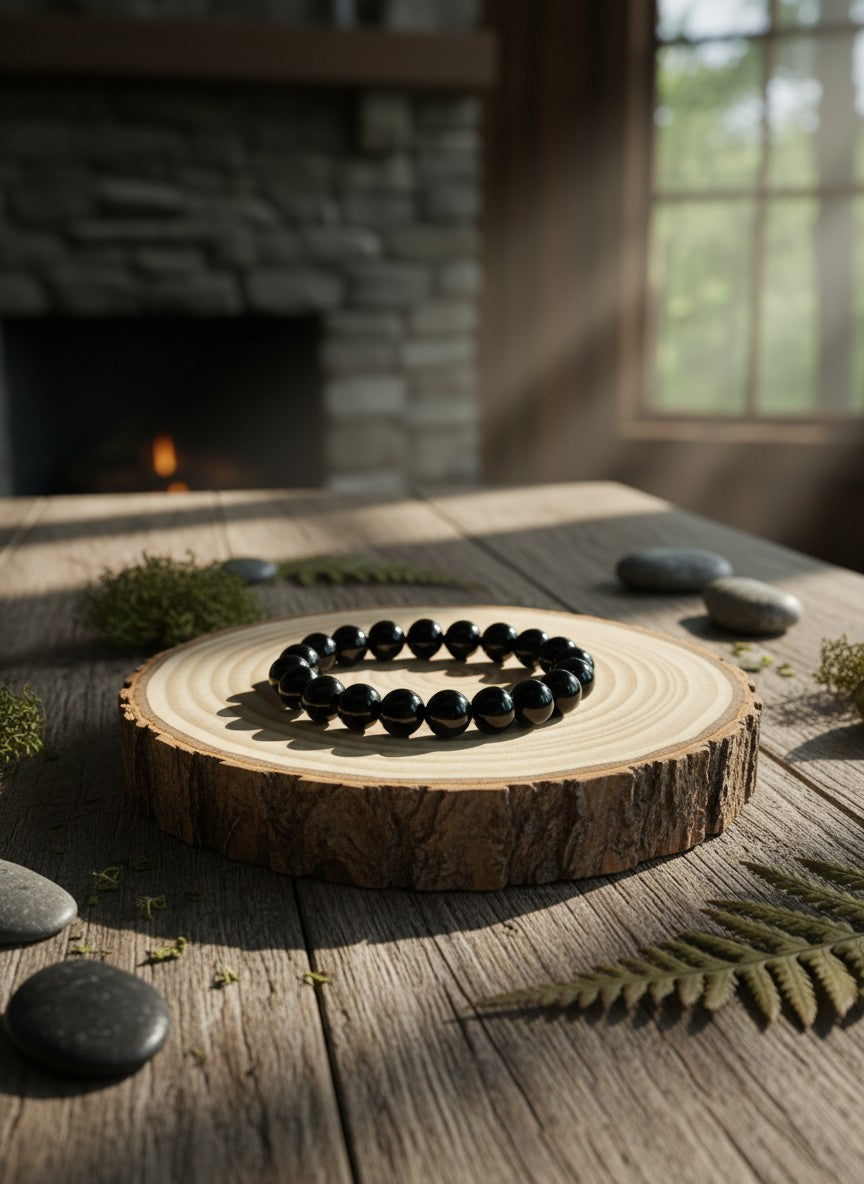 Obsidian Bead Bracelet – 10mm