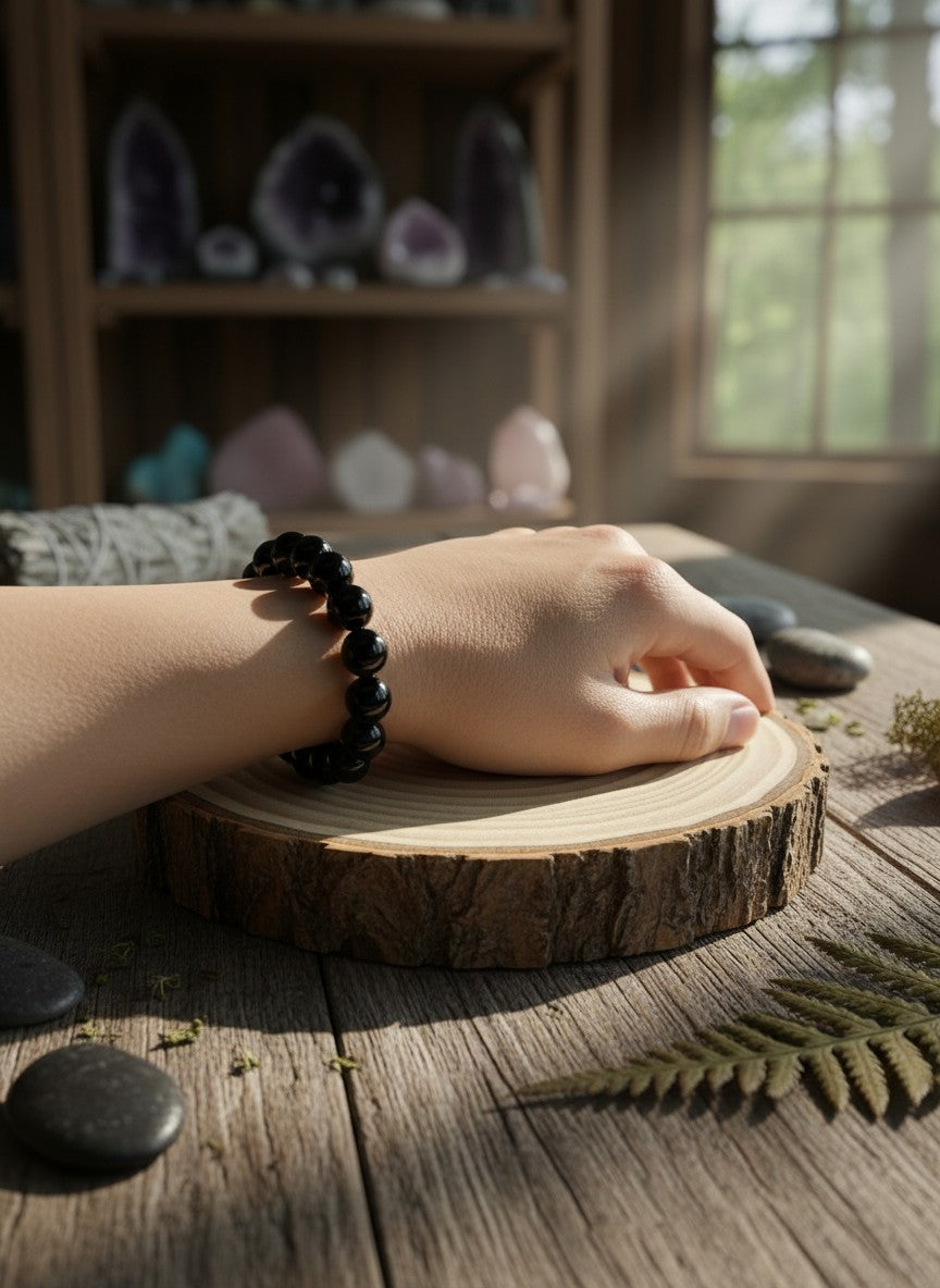 Obsidian Bead Bracelet – 10mm