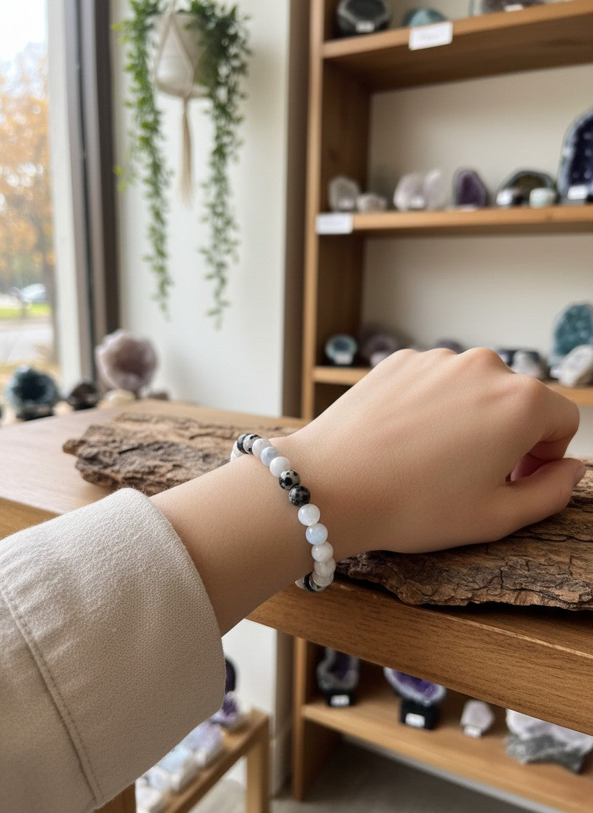 Rainbow Moonstone Bead Bracelet – 8mm
