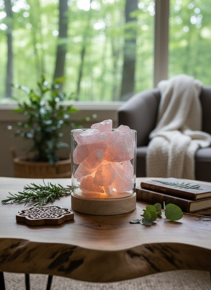 Rose Quartz Glass USB Lamp (High Grade)