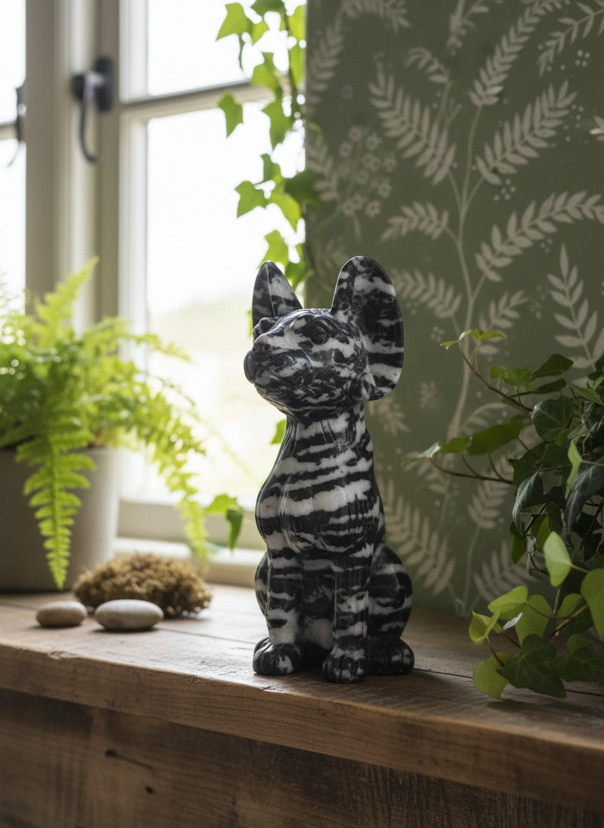 Zebra Jasper Sphynx Carving