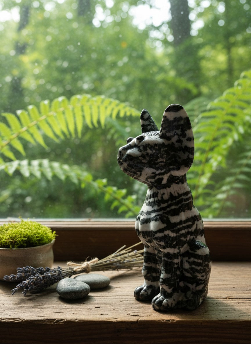 Zebra Jasper Sphynx Carving