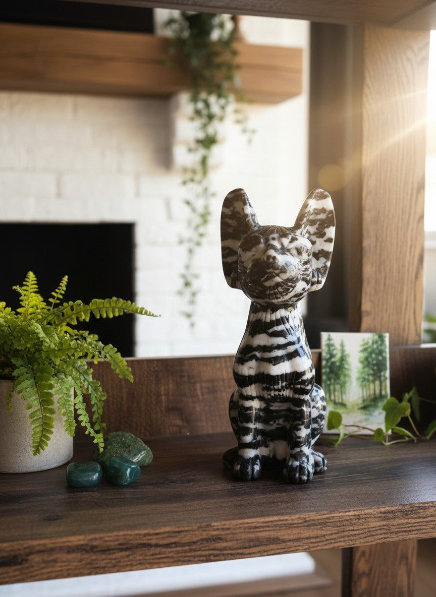 Zebra Jasper Sphynx Carving