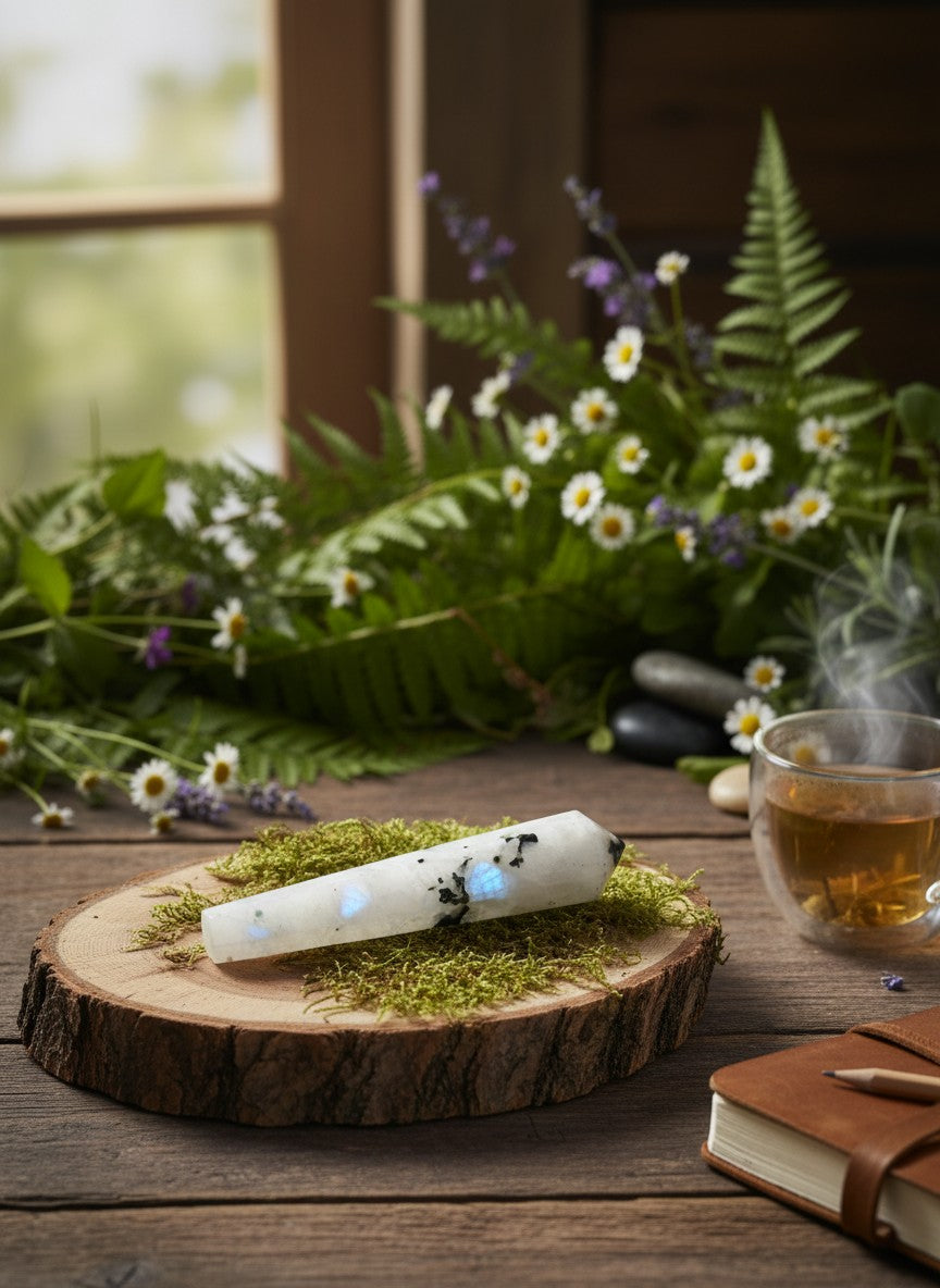 Rainbow Moonstone Wand