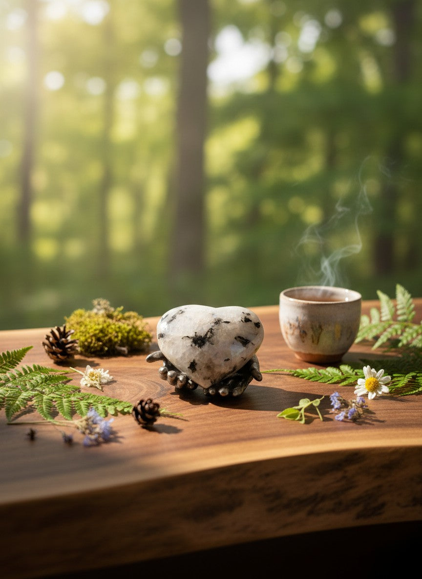 Rainbow Moonstone Heart