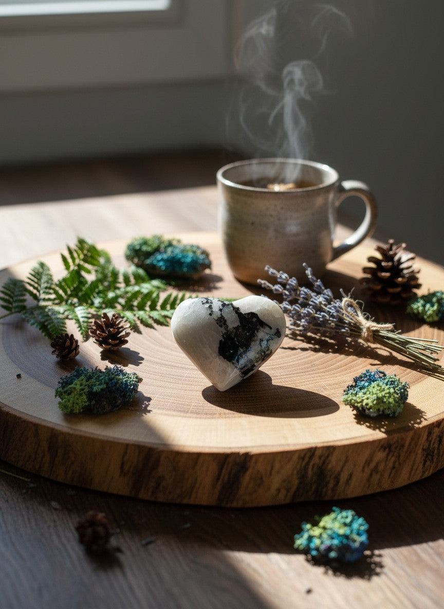 Rainbow Moonstone Heart