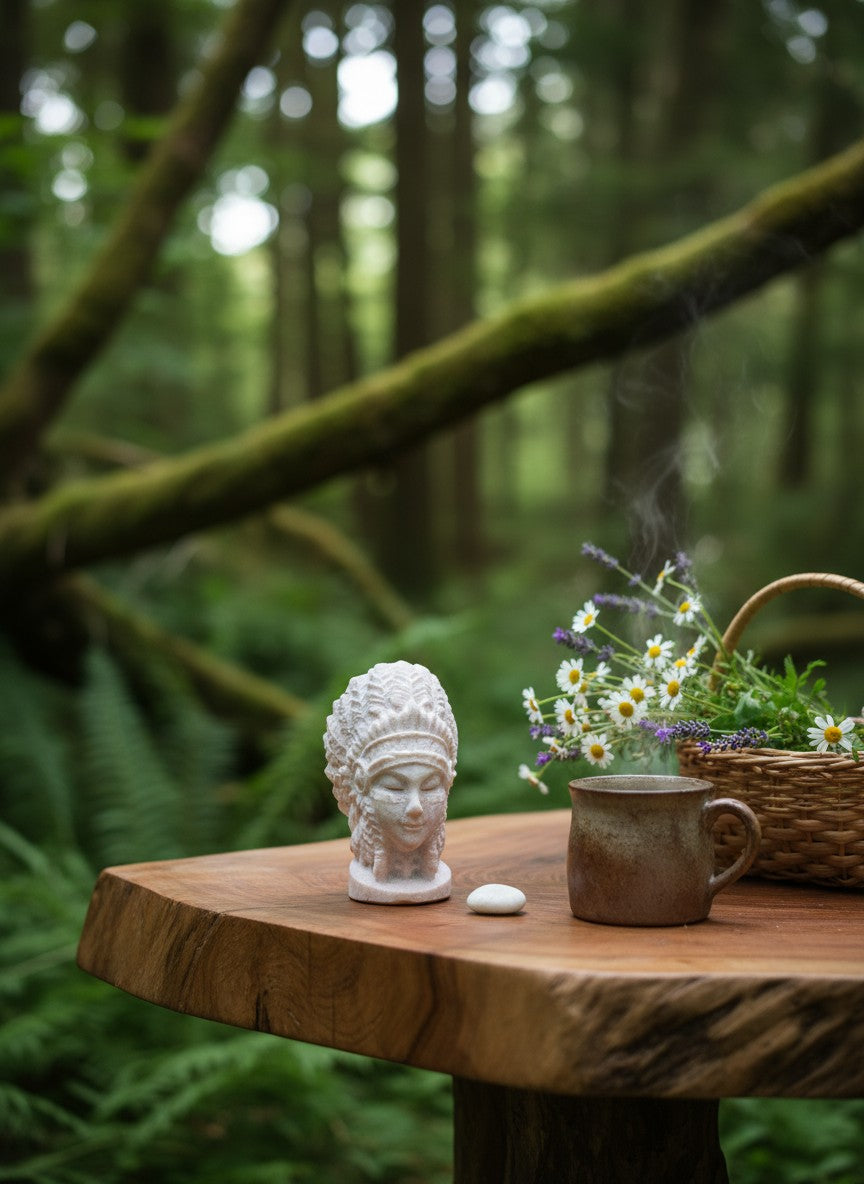 Pink Opal Female Head Carving