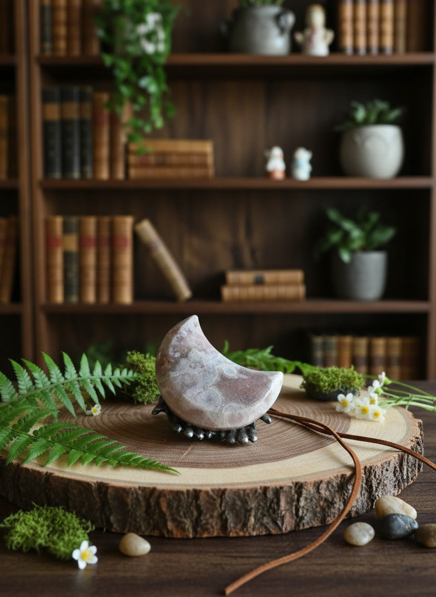 Pink Amethyst Crescent Moon