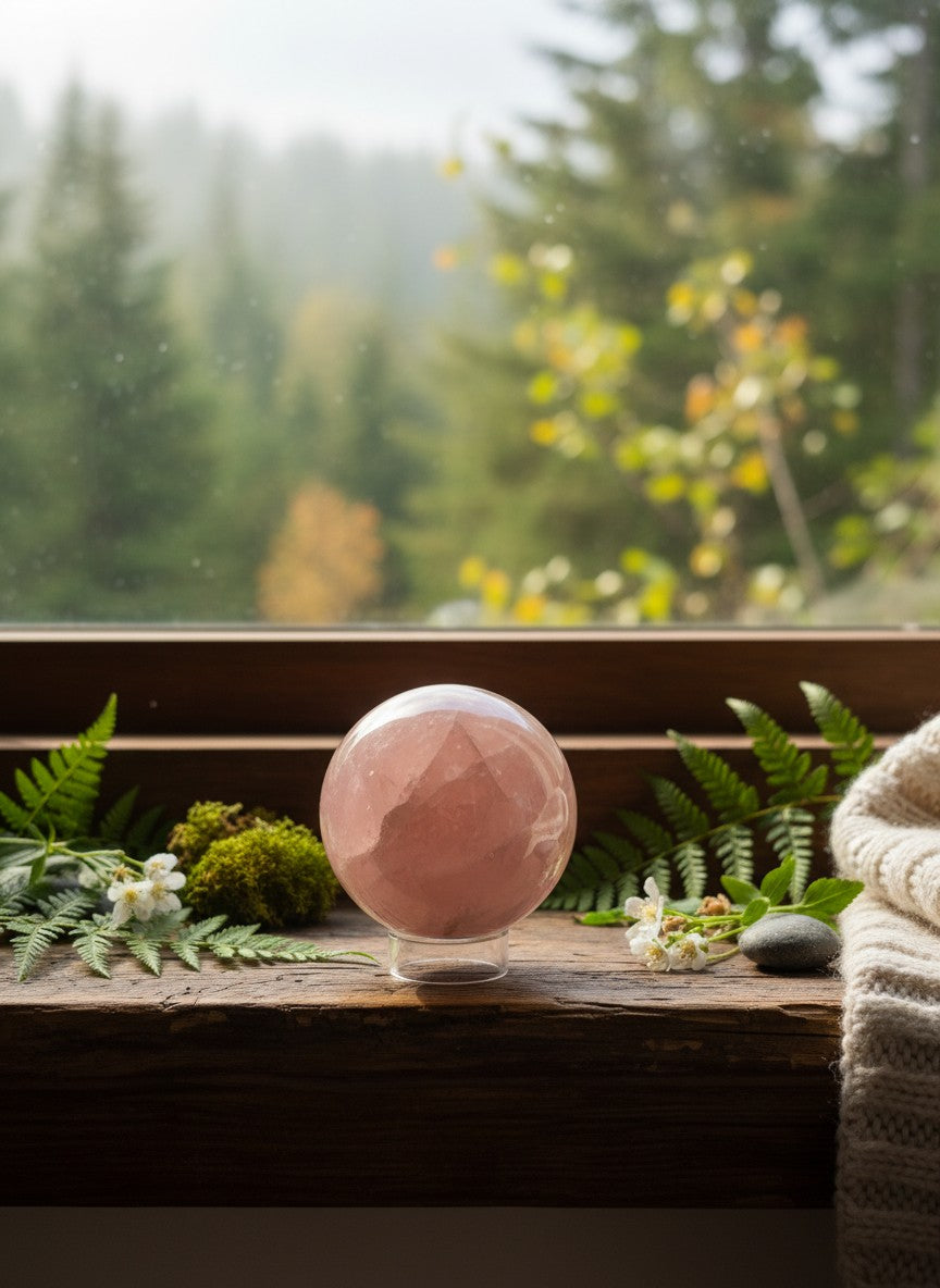 Rose Quartz Angel Aura Sphere