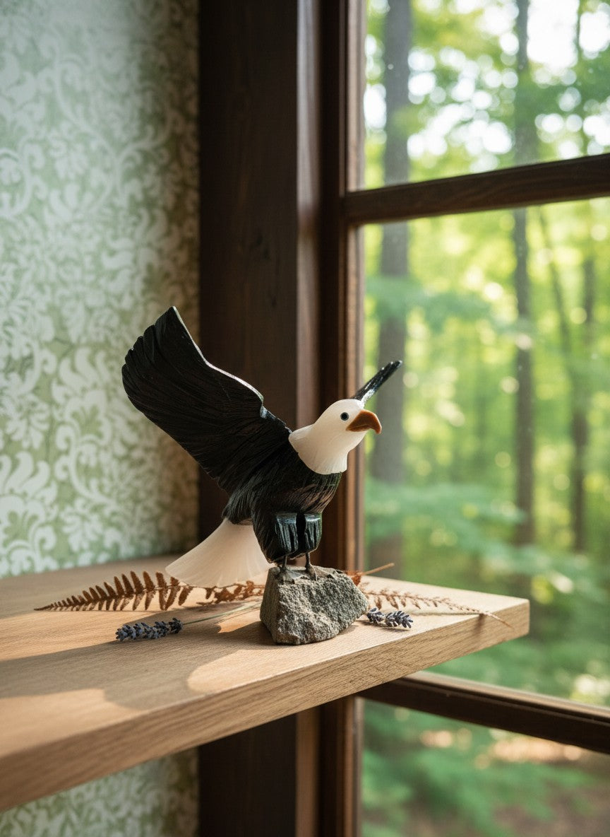 Onyx Eagle Carving with Pyrite Base