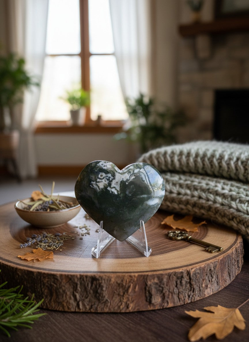 Moss Agate Heart