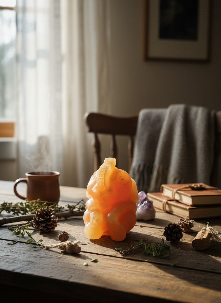 Orange Calcite Elephant