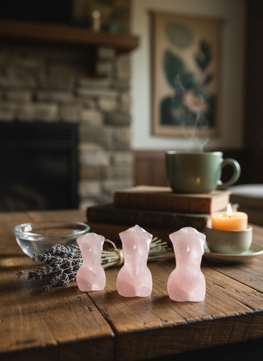 Rose Quartz Mini Female Body Carving