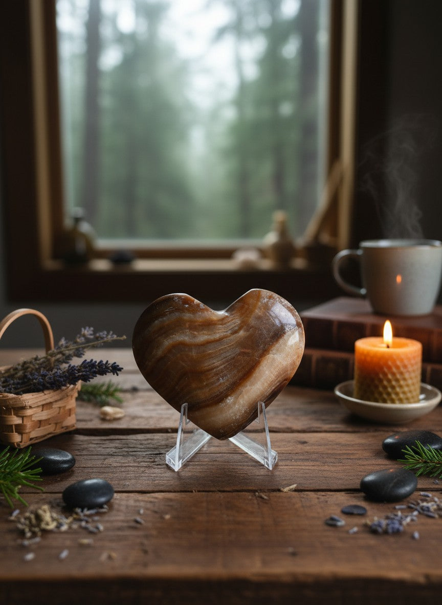 Chocolate Calcite Heart Carving