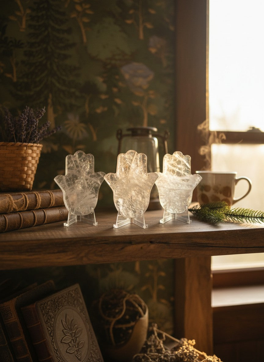 Clear Quartz Hamsa Hand