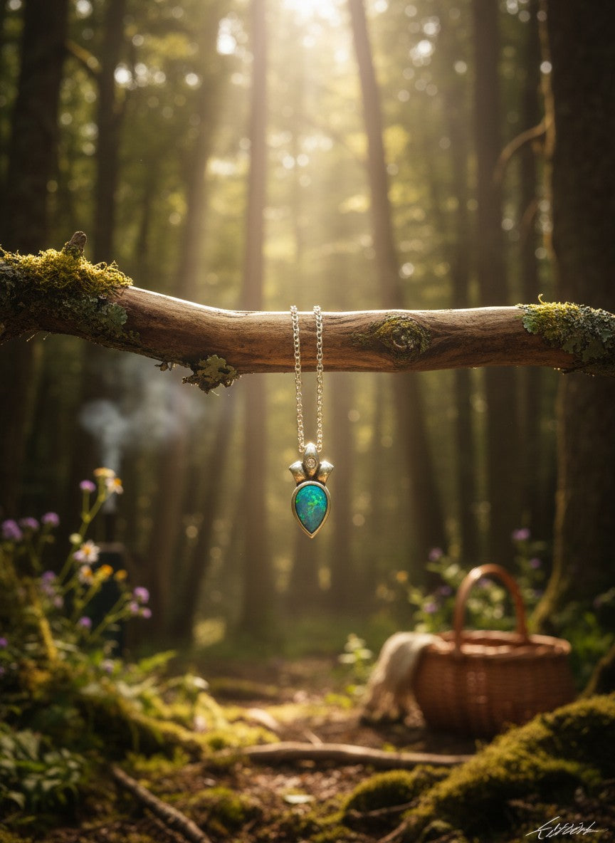 Australian Opal Doublet Set in Sterling Silver 925 Necklace