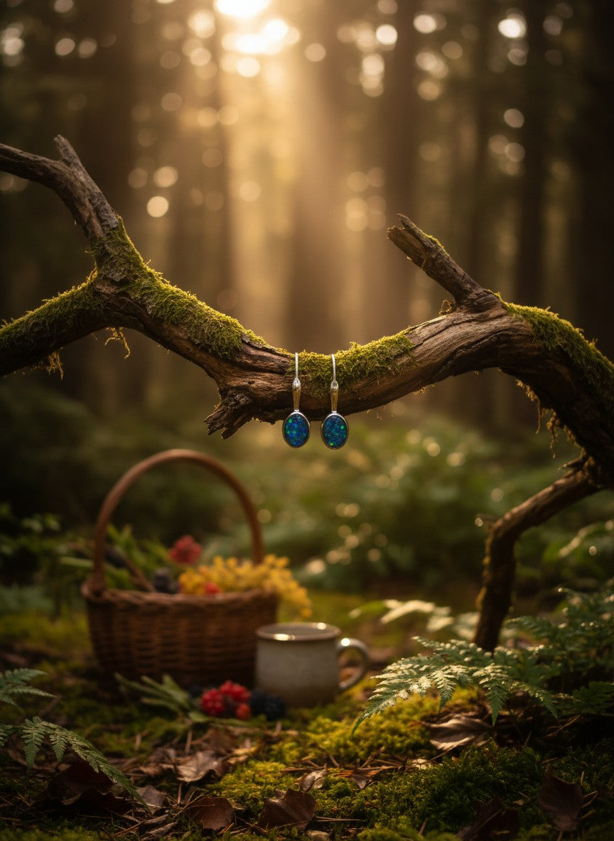 Australian Opal Triplet Hoop Earrings