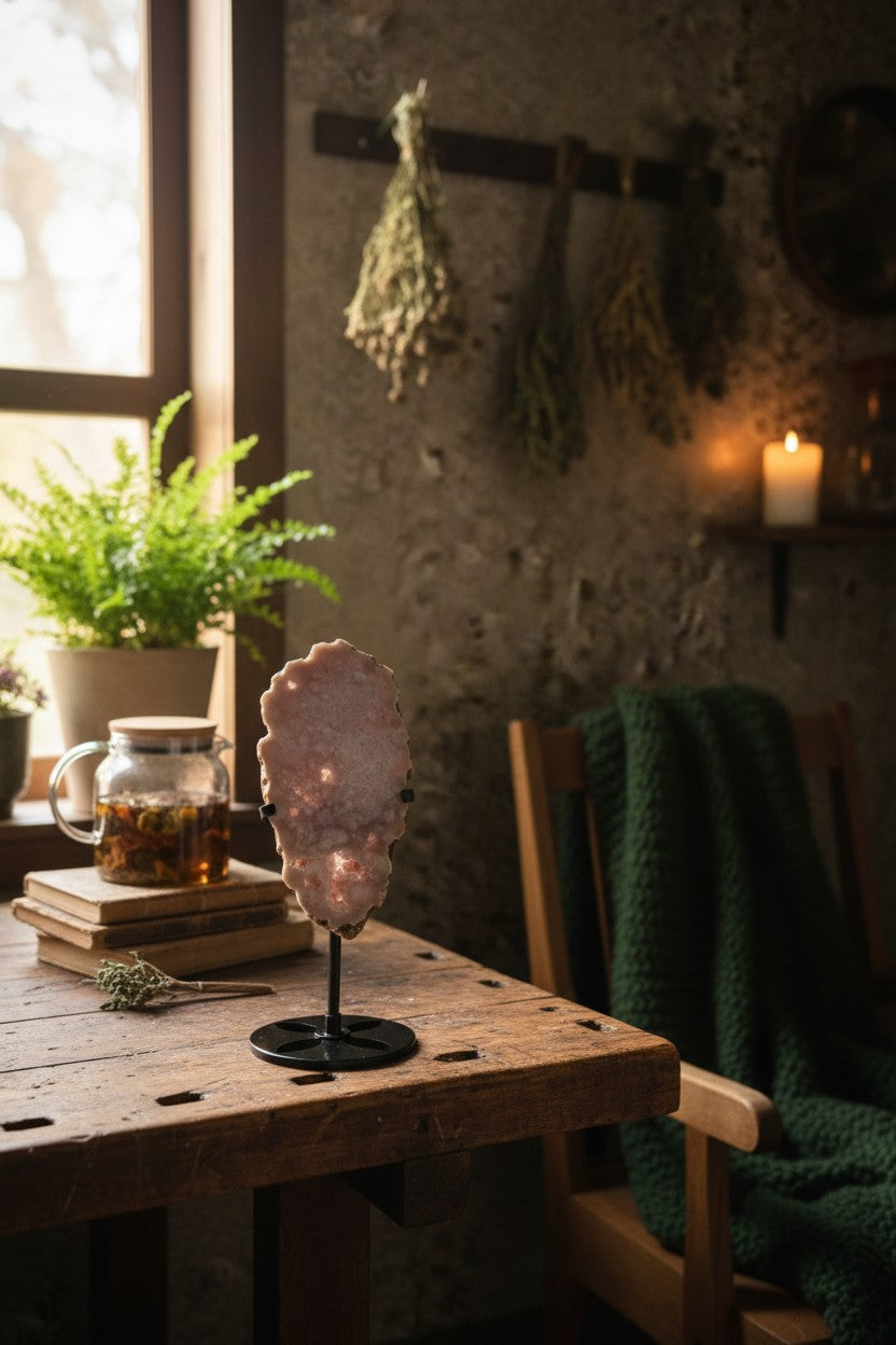 Pink Amethyst Polished on Stand