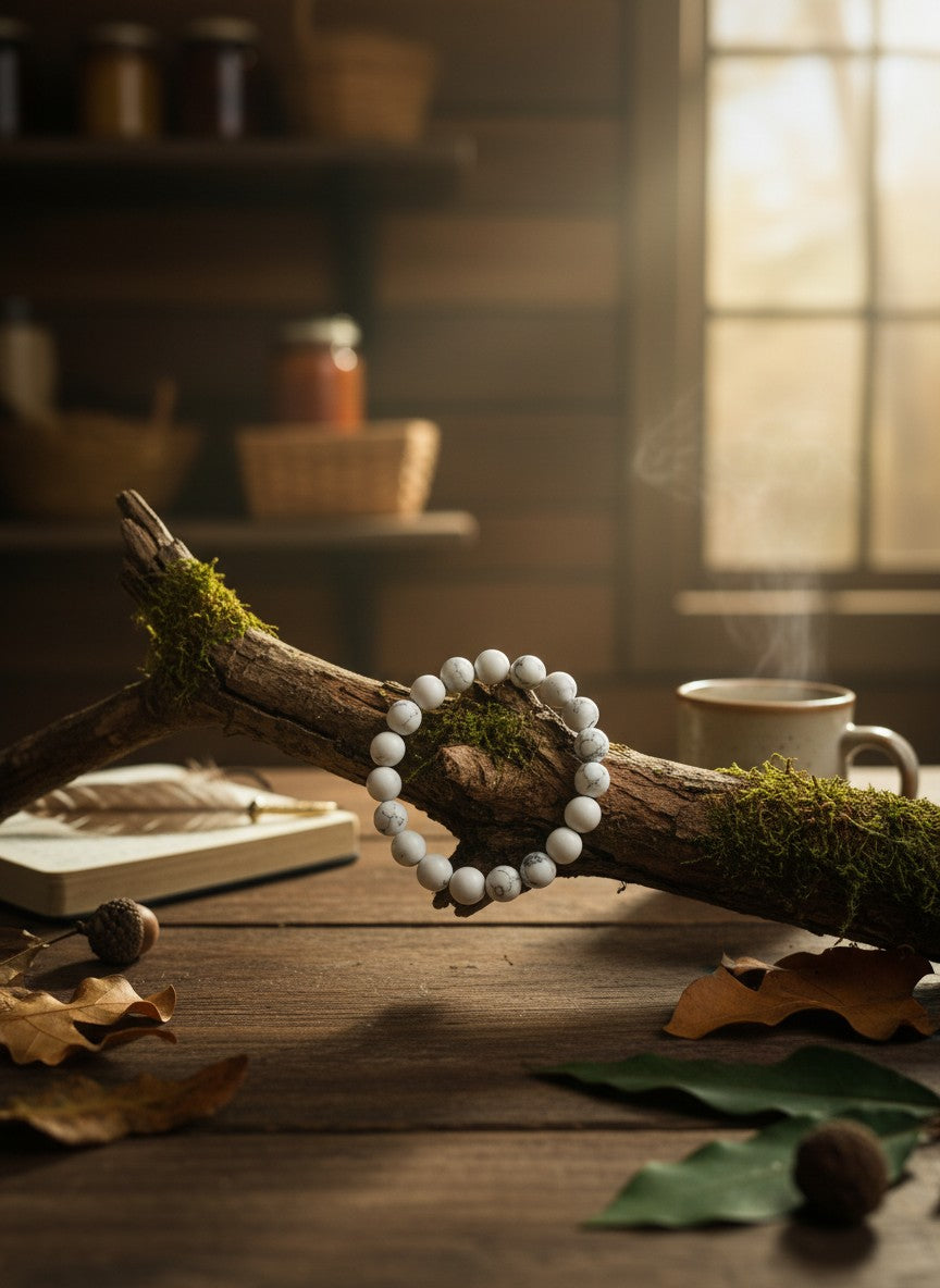 White Howlite Bead Bracelet