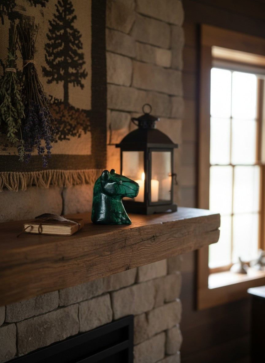 Malachite Horse Head Carving
