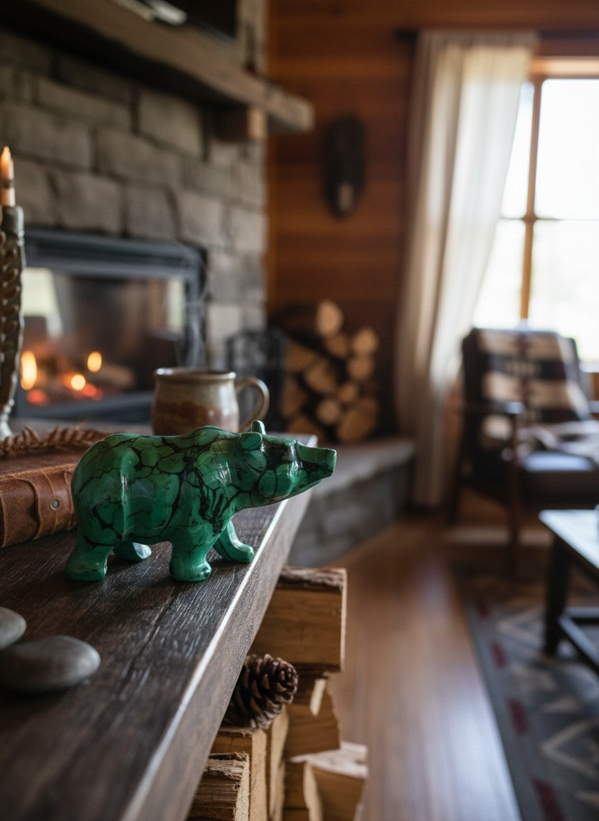Malachite Bear Carving