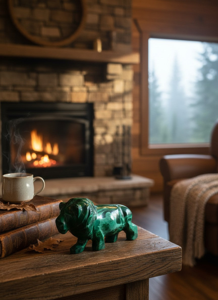 Malachite Lion Carving