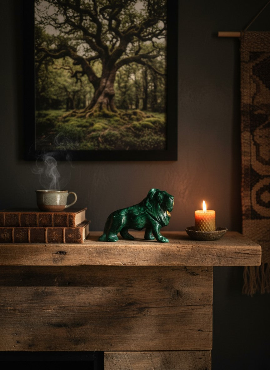 Malachite Lion Carving