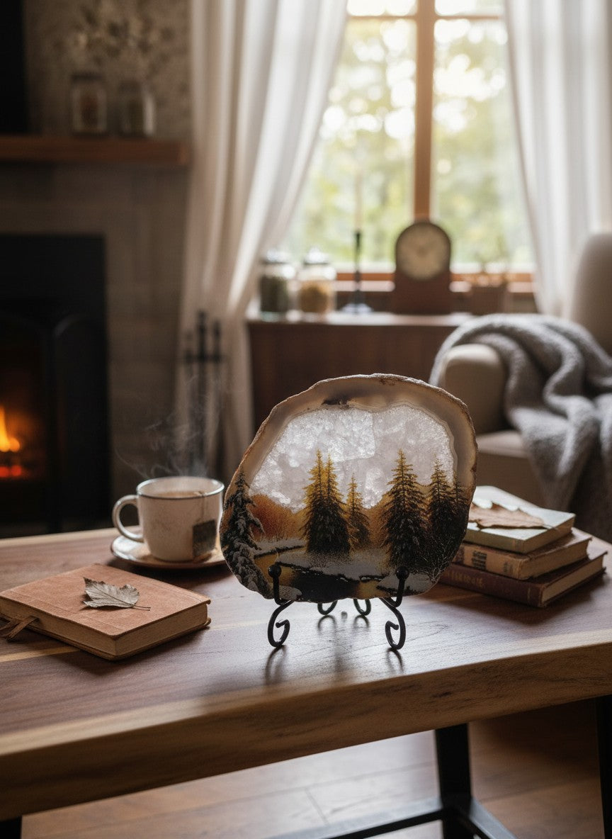 Agate Plate with Scenic Print