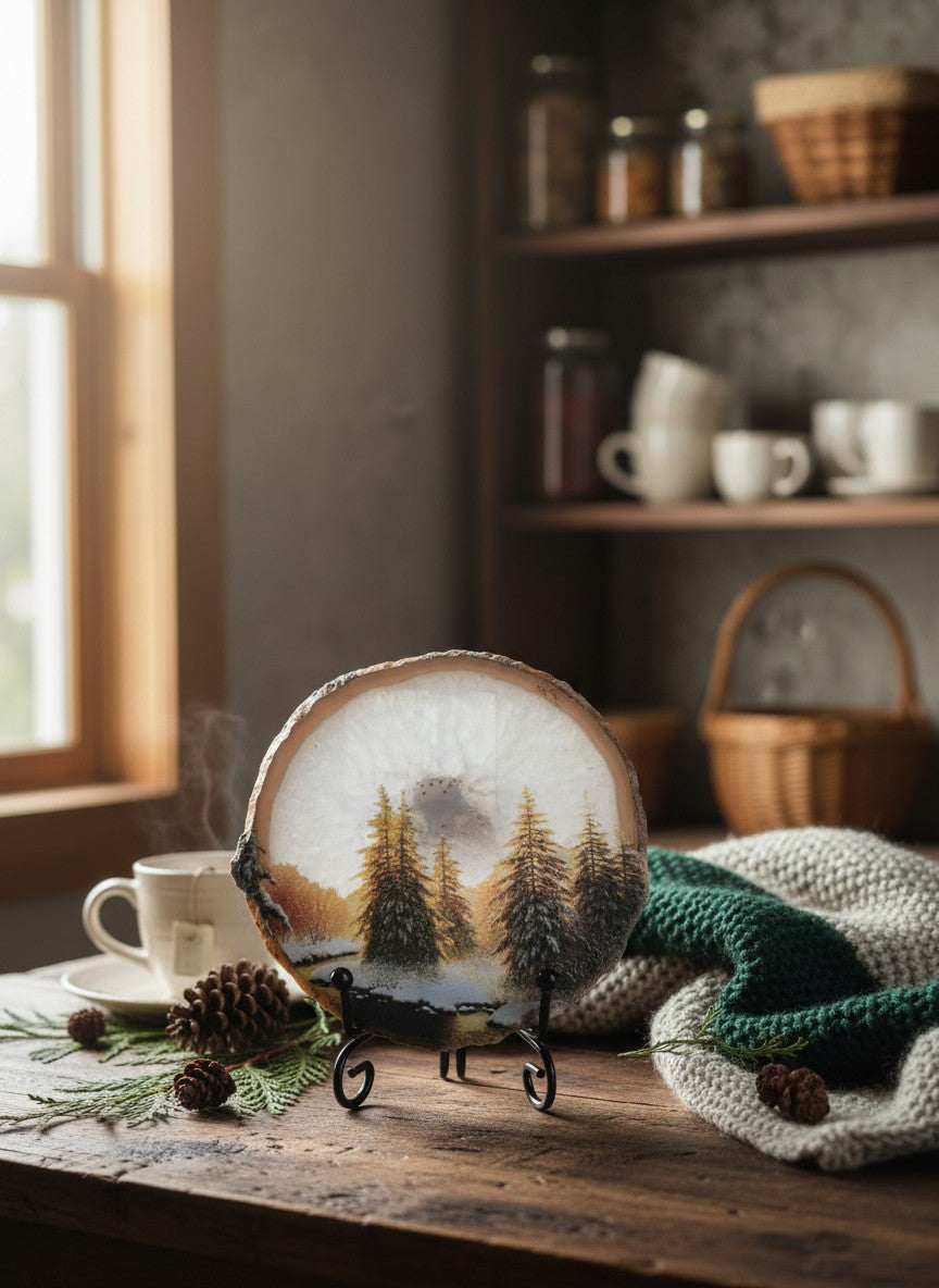 Agate Plate with Scenic Print
