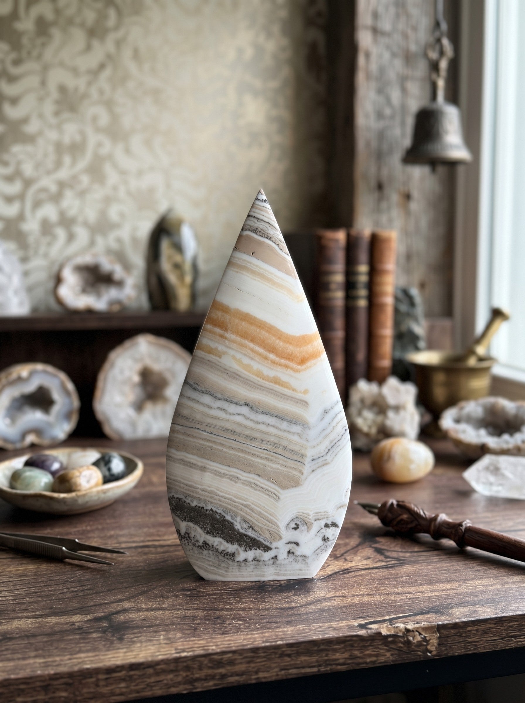 Banded Calcite Teardrop Flame